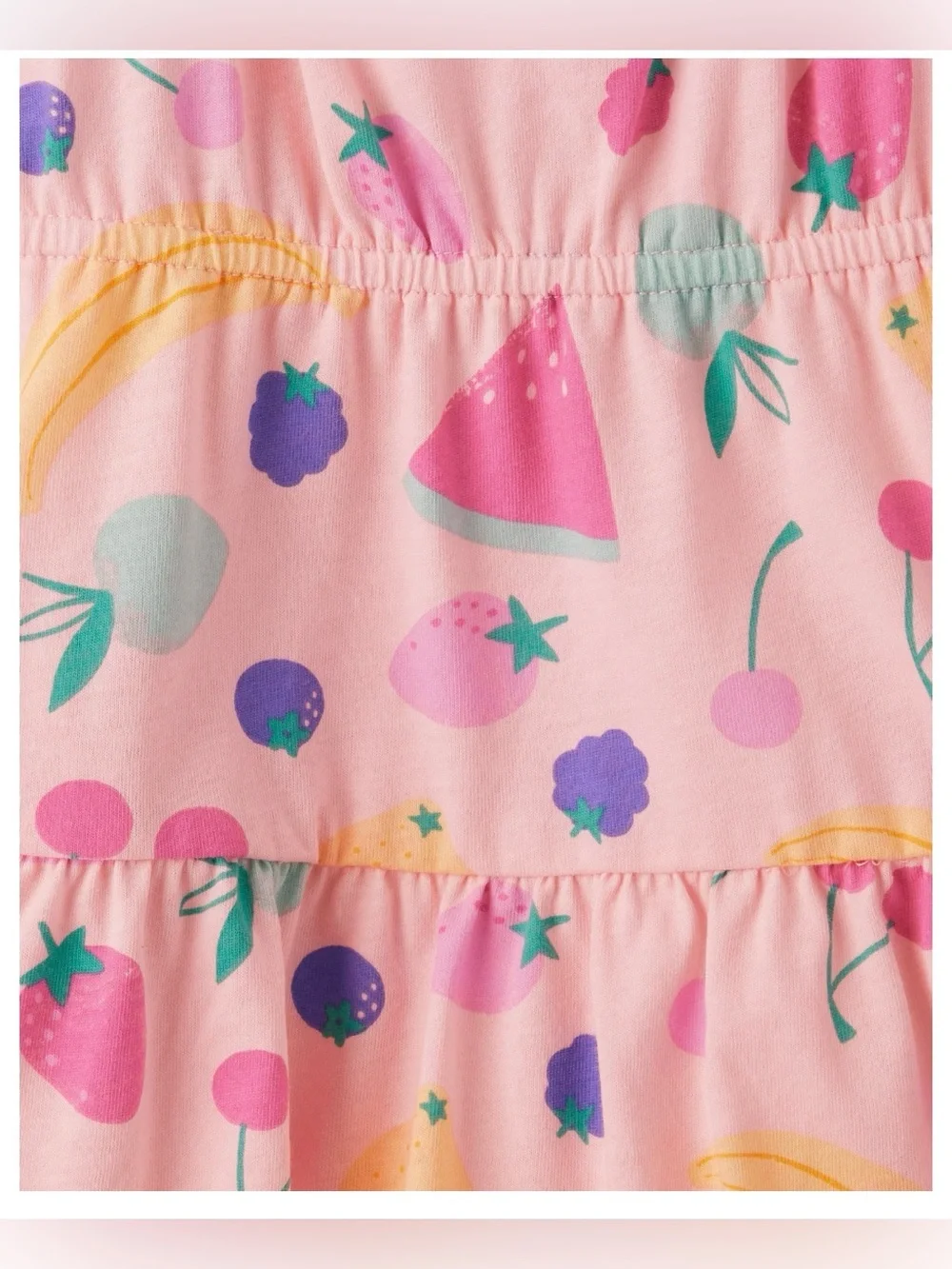 Toddler Girls' Pink Fruit Print Ruffle Strap Dress